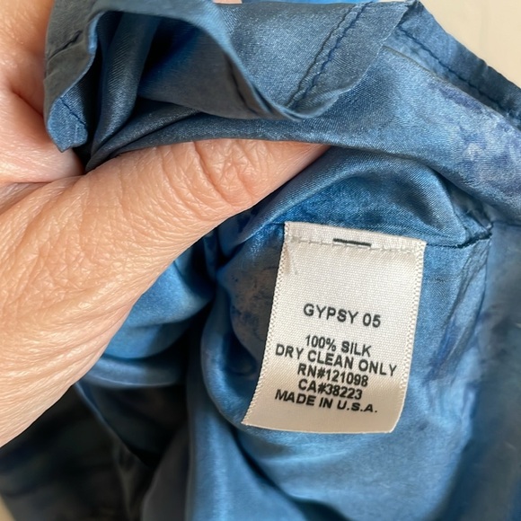 Gypsy 05 Silk Beachy Blue Boho Embroidered Printed Maxi Dress - Picture 12 of 15